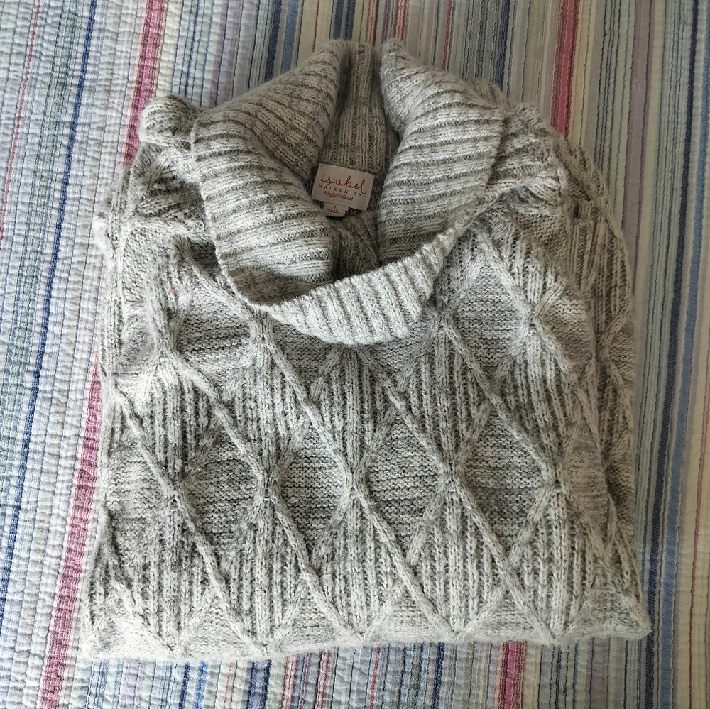 Gray Cozy Maternity sweater, Isabel, large, tunic, EUC